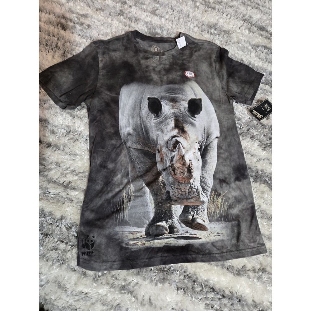 KOOL Africa Rhino Shirt Hand Dyed Gray Adult M Animal Nature Tee NWT #561
